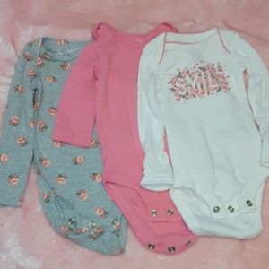 3 piece  long sleeve baby girl onesies